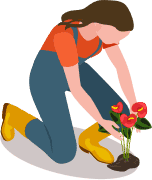 girl holding a plant icon