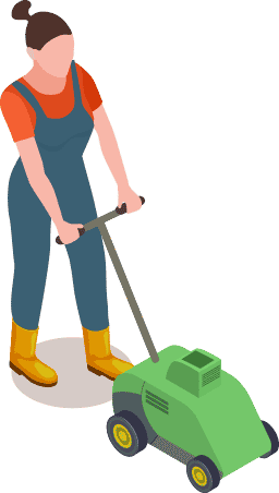 woman with lawn-mower