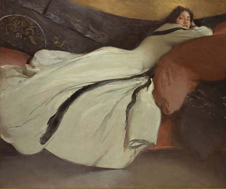 woman lying on the sofa